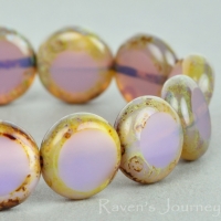 Lentil Coin (11mm) Purple Opaline with Picasso