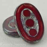 Pea In A Pod Oval (18x12mm) Red Opaline with Picasso