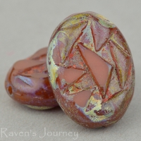 Oval with Triangles (17x12mm) Carnelian Opaline with Picasso