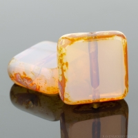 Square (11mm) Vintage Pink Opaline with Picasso