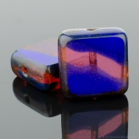 Square (11mm) Royal Blue Pink Mix Opaque with Picasso