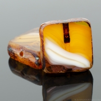 Square (11mm) Amber Purple White Mix Opaque Transparent with Picasso