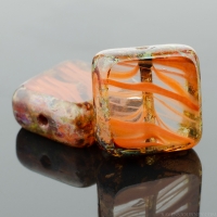 Square (11mm) Rust Brown Crystal Mix Opaque Transparent with Picasso