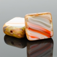 Square (11mm) Grey Orange White Mix Opaque with Picasso