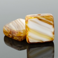 Square (11mm) Amber Mustard White Mix Opaque Transparent with Picasso