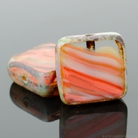 Square (11mm) Orange Crystal Grey Mix Opaque Transparent with Picasso