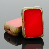 Rectangle (12x8mm) Red Opaque with Picasso