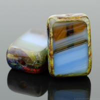 Rectangle (12x8mm) Denim Purple Amber Mix Opaque Transparent with Picasso