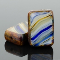Rectangle (12x8mm) Cobalt Caramel White Mix Opaque with Picasso