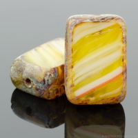 Rectangle (12x8mm) Mustard Yellow White Mix Opaque with Picasso