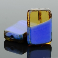 Rectangle (12x8mm) Royal Blue Amber Mix Opaque Transparent with Picasso