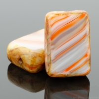 Rectangle (12x8mm) Orange Grey White Mix Opaque with Picasso