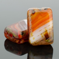 Rectangle (12x8mm) Orange Purple White Mix Transparent Opaque with Picasso