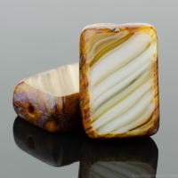 Rectangle (12x8mm) Caramel White Brown Mix Opaque Transparent with Picasso