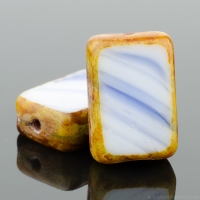 Rectangle (12x8mm) White Cobalt Mix Opaque with Picasso