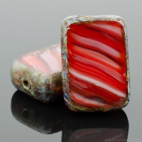 Rectangle (12x8mm) Ruby Garnet White Mix Opaque Transparent with Picasso