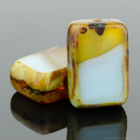Rectangle (12x8mm) Blue Amber Mix Silk Transparent with Picasso