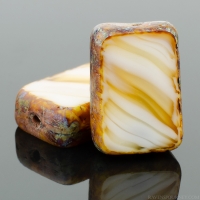 Rectangle (12x8mm) White Caramel Mix Opaque Transparent with Picasso