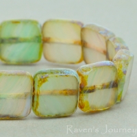 Square (9mm) Mint Green White Mix Opaline Transparent with Picasso