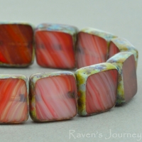 Square (9mm) Red Orange Topaz Mix Opaque with Picasso
