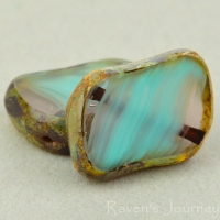 Diagonal Hole Rectangle (14x10mm) Turquoise Amethyst Mix Opaque Transparent with Picasso