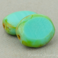 Oval (12x10mm) Turquoise Opaque with Picasso