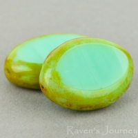 Oval (17x12mm) Turquoise Green Uranium Opaque with Picasso