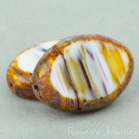 Oval (17x12mm) White Caramel Amethyst Mix Opaque with Picasso