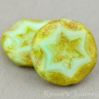 Scalloped Coin with Star (16mm) Mint Green Uranium Silk with Picasso