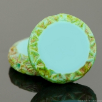 Mayan Sun (12mm) Turquoise Blue Opaque with Picasso Finish