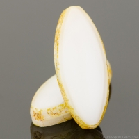 Pointed Oval (20x9mm) White Silk with Picasso Finish