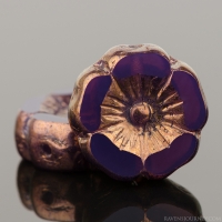 Hibiscus Flower (12mm) Purple Opaline with Bronze Finish