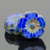 Hibiscus Flower (9mm) Royal Blue Silk with Picasso Finish