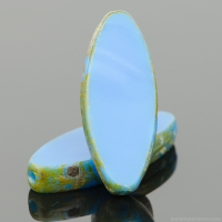 Pointed Oval (20x9mm) Azure Blue Opaque with Picasso Finish