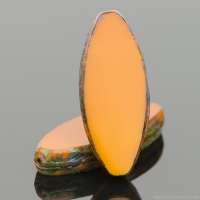 Pointed Oval (20x9mm) Orange Mustard Opaque with Picasso Finish
