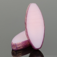 Pointed Oval (20x9mm) Pink Opaque with Purple Bronze Finish