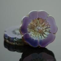 Hibiscus Flower (22mm) Purple Opaline with Picasso Finish