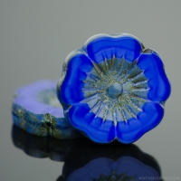Hibiscus Flower (22mm) Royal Blue Silk with Picasso Finish