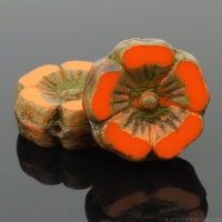 Hibiscus Flower (12mm) Bright Orange Opaque with Picasso Finish