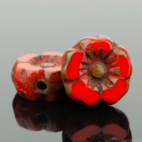 Hibiscus Flower (7mm) Bright Orange Opaque with Picasso Finish
