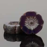 Hibiscus Flower (12mm) Purple Opaline with Picasso Finish