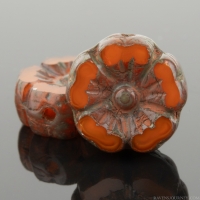 Hibiscus Flower (10mm) Orange Opaline with Picasso Finish