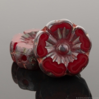 Hibiscus Flower (10mm) Red Opaline with Picasso Finish