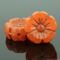 Hibiscus Flower (10mm) Orange Opaline with Copper