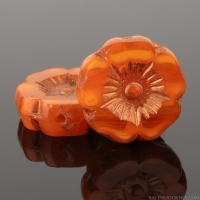Hibiscus Flower (12mm) Orange Opaline Mix with Copper Wash