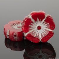 Hibiscus Flower (12mm) Red Opaline Mix with Light Grey Wash