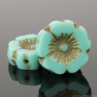 Hibiscus Flower (12mm) Turquoise Opaque with Picasso Finish
