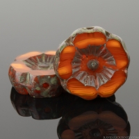 Hibiscus Flower (12mm) Orange Opaline Mix with Picasso Finish