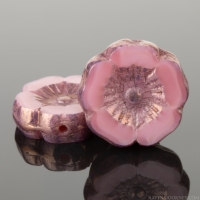 Hibiscus Flower (12mm) Pink Silk with Bronze Finish