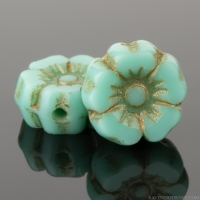Hibiscus Flower (7mm) Turquoise Opaque with Bronze Wash